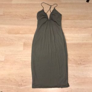 V neck olive dress size small